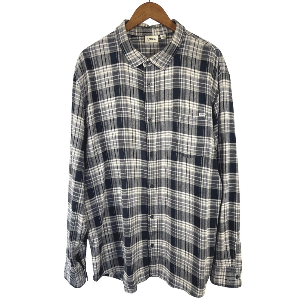 Vans Mens Button Down Plaid Flannel Shirt XXL Grunge 90s Skater Indie Hipster